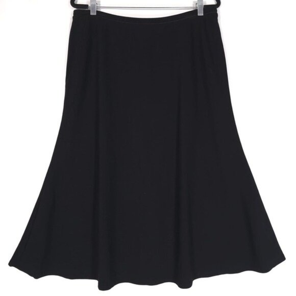 LAFAYETTE 148 NY Women’s Midi Skirt Flare Black Viscose Blend Pull on Size XL